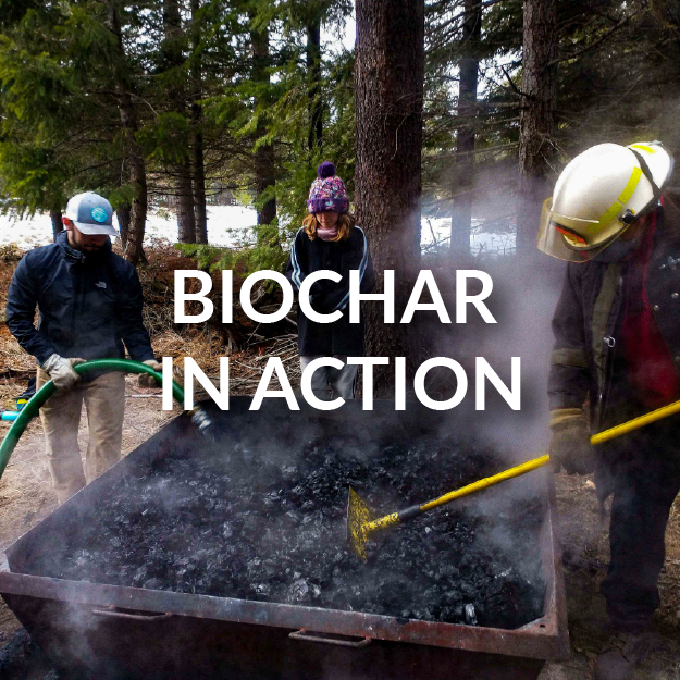photo of three people in a community making biochar to show biochar's potential